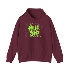 'Never Stop' Graffiti Hoodie - Neon Green Streetwear Pullover