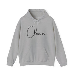 Clean Script Hoodie — Minimalist White Hooded Sweatshirt