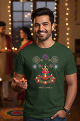 Unisex Goddess Lakshmi Diwali Celebration Classic Crew Bottle Green T-Shirt