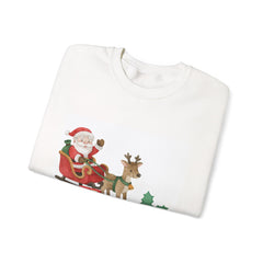 Christmas Crewneck Sweatshirt – 'Merry Christmas' Santa & Reindeer Holiday Sweater