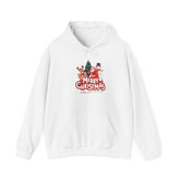 Merry Christmas Holiday Hoodie – Festive Santa, Reindeer & Snowman Design
