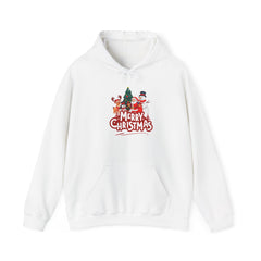 Merry Christmas Holiday Hoodie – Festive Santa, Reindeer & Snowman Design