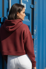 Women's Plain Maroon Crop Hoodies
