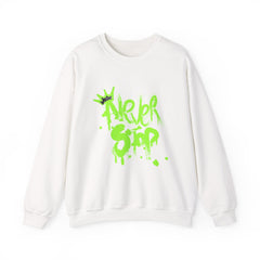 Crewneck Sweatshirt — Neon Green 'Never Stop' Graffiti Design
