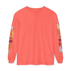 Long Sleeve T‑Shirt — Retro Cute Fruit & Pony Sleeve Print