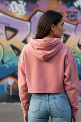 Women's Plain Baby Pink Crop Hoodies