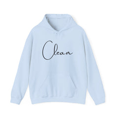 Clean Script Hoodie — Minimalist White Hooded Sweatshirt