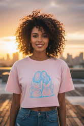Women's Friends Bond Light Baby Pink Crop Top