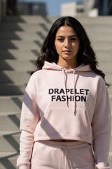 Women's Drapelet Baby Pink Crop Hoodie