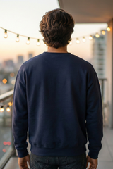 Unisex Navy Blue Retro Holiday Icons "Merry Christmas" Oversized Sweatshirt