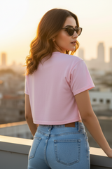 Women's I Made It Awkward Baby Pink Crop Top