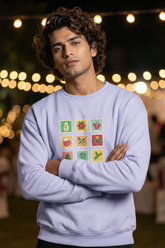 Unisex Lavendar Retro Holiday Icons "Merry Christmas" Oversized Sweatshirt