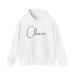 Clean Script Hoodie — Minimalist White Hooded Sweatshirt