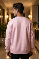 Unisex Light Baby Pink Retro Holiday Icons "Merry Christmas" Oversized Sweatshirt