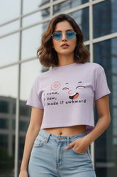 Women's I Made It Awkward Lavender Crop Top
