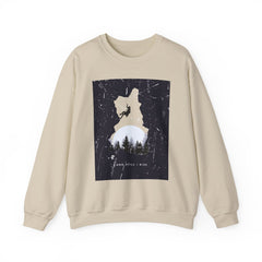 Adventure Snowboarder Graphic Sweatshirt — 'Find Your Wild' Mountain Crewneck