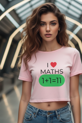 Women's "Math's Humor" Baby Pink Crop Top