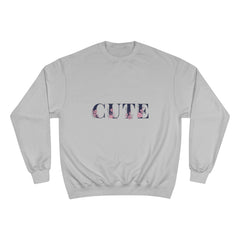 Cute Floral Sweatshirt — 'CUTE' Script Cozy Pullover for Women & Teens