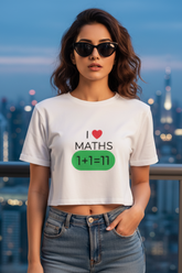 Women's "Math's Humor" White Crop Top
