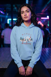 Unisex Baby Blue Charming Illustrated Christmas Hoodie