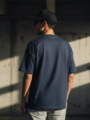 Unisex Navy Blue Programmer Terry Cotton Oversized T-shirt