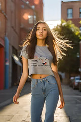 Women's I Made It Awkward Grey Melange Crop Top