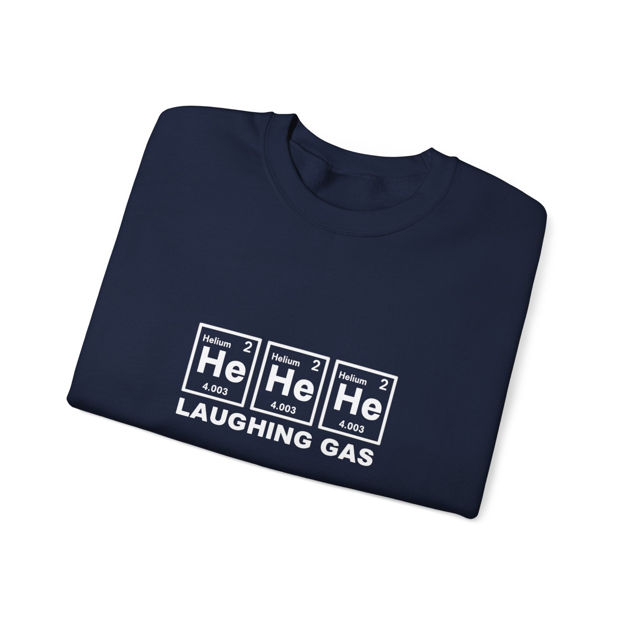 Laughing Gas Crewneck Sweatshirt — He He He Chemical Element Design