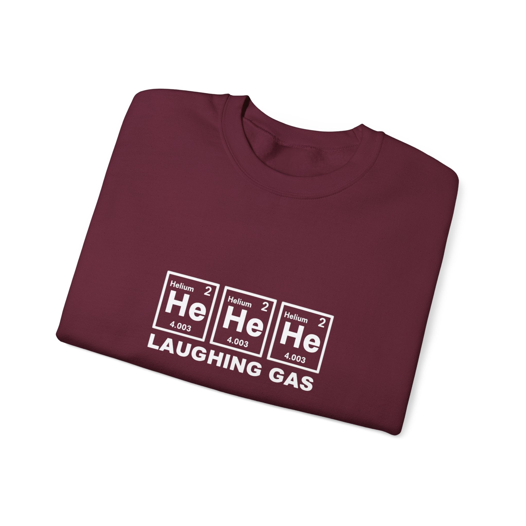 Laughing Gas Crewneck Sweatshirt — He He He Chemical Element Design