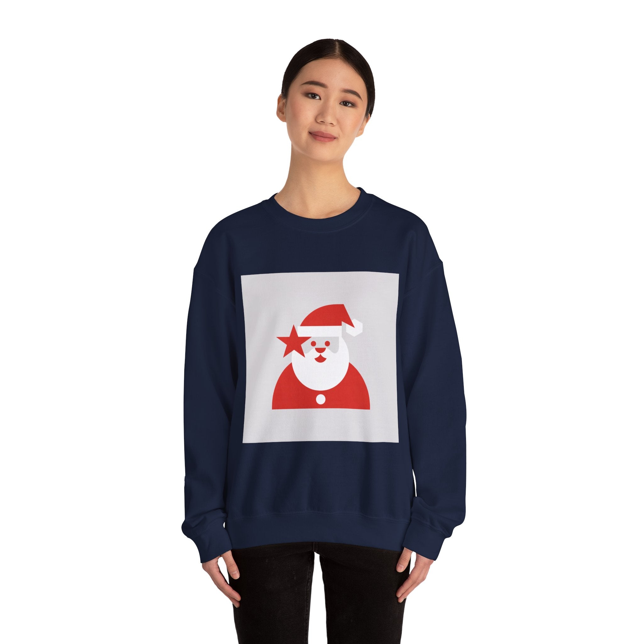Minimal Santa Graphic Sweatshirt | Modern Santa, Geometric Holiday Crewneck
