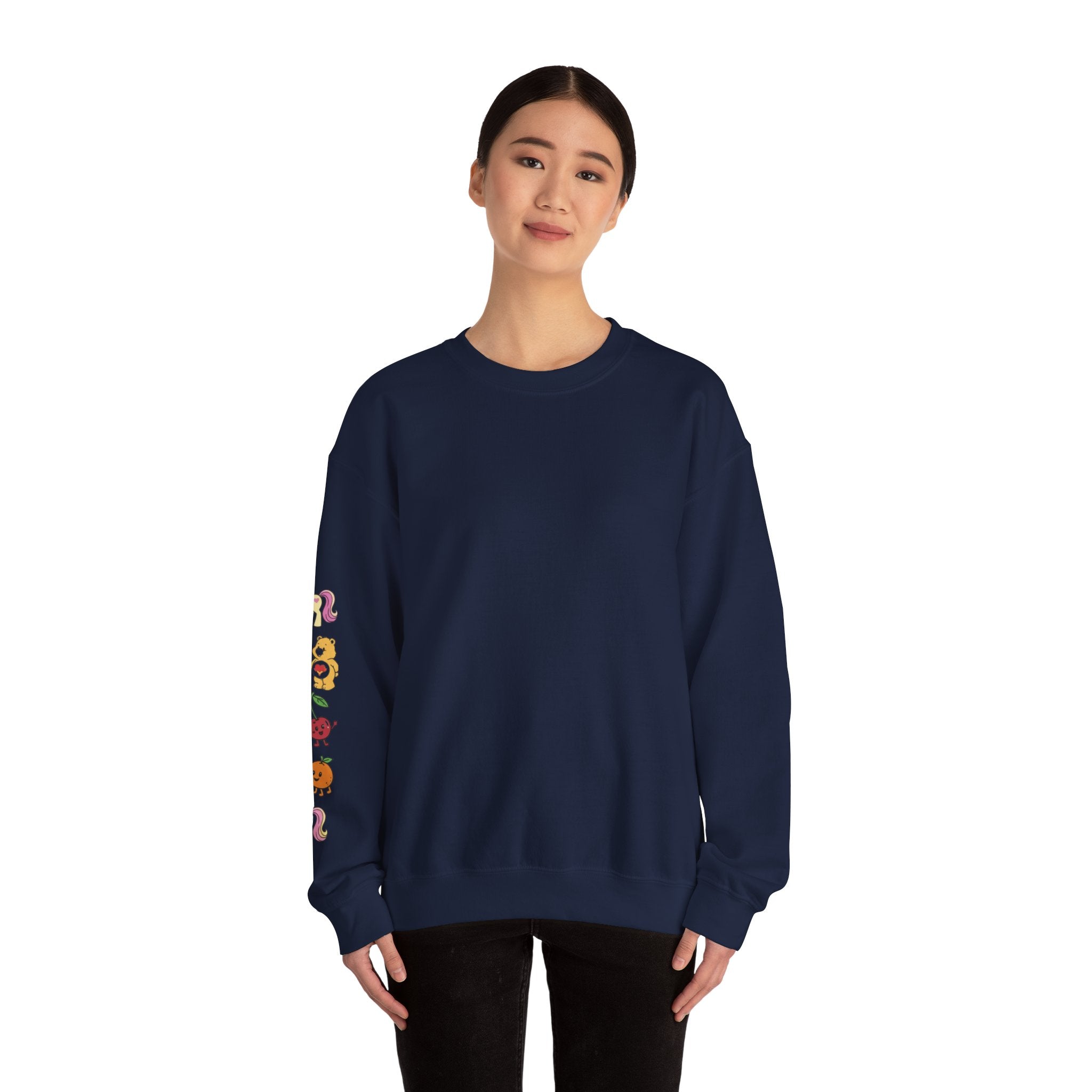 Crewneck Sweatshirt — Colorful Cute Animal Sleeve Graphic