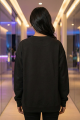 Women's Black Gingerbread Man and Star Cookies Oversized Sweatshirt