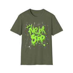 Never Stop Graffiti T-Shirt — Neon Green Street Art Tee