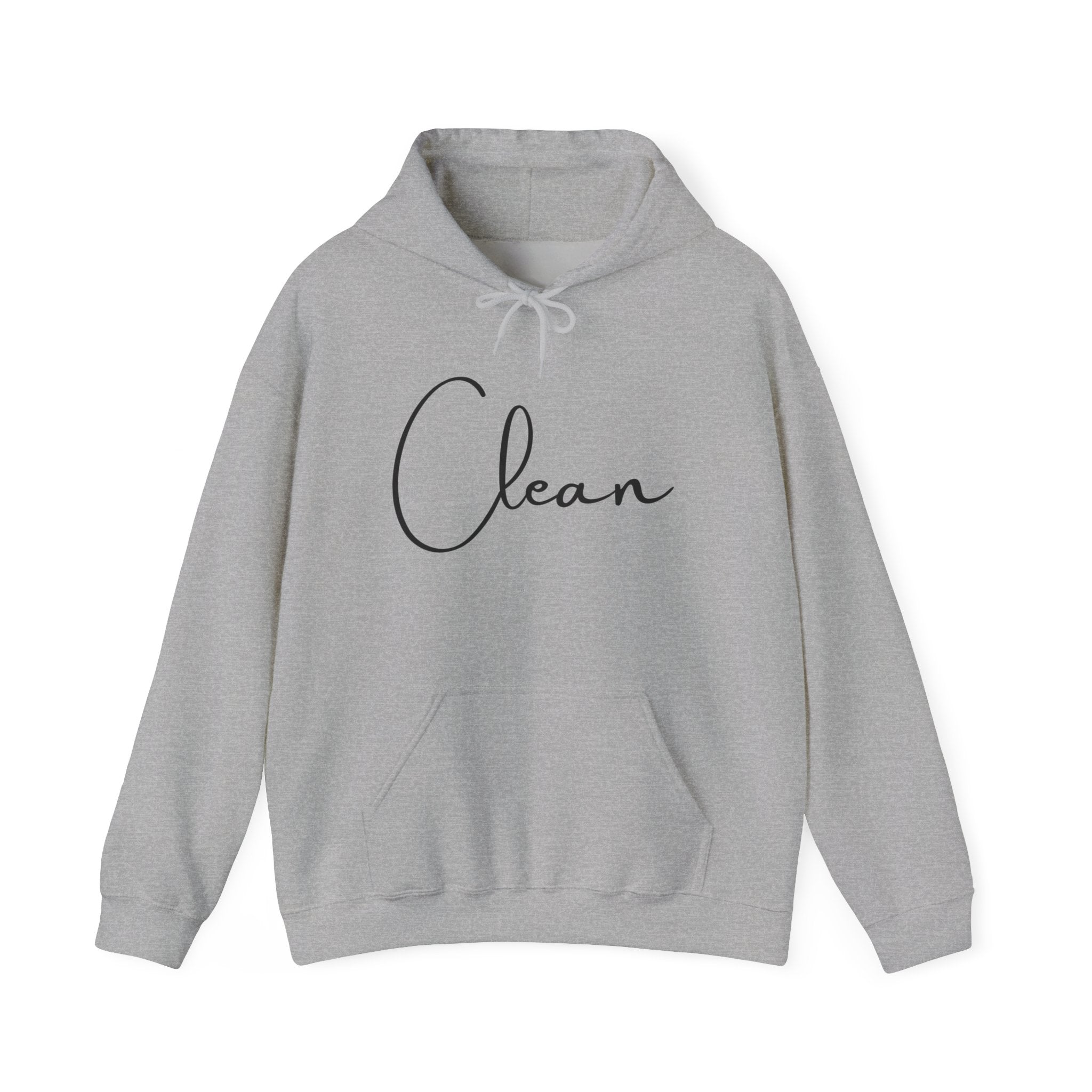 Clean Script Hoodie — Minimalist White Hooded Sweatshirt