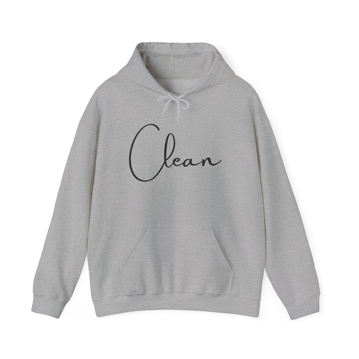 Clean Script Hoodie — Minimalist White Hooded Sweatshirt