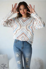 Women's Relaxed Stripe Pattern Full Sleeve T-shirt