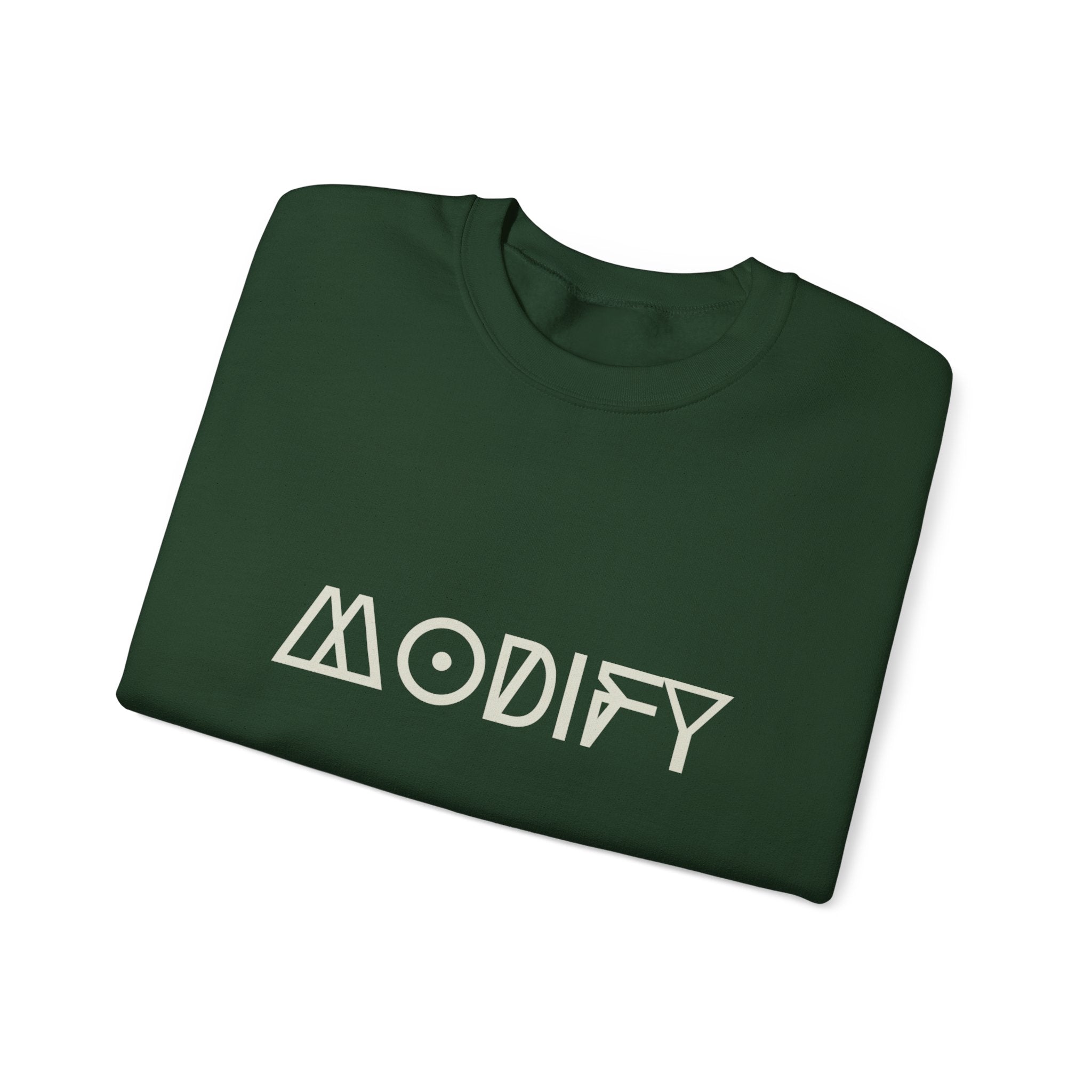 Modify Crewneck Sweatshirt — Minimalist Geometric 'MODIFY' Logo Pullover