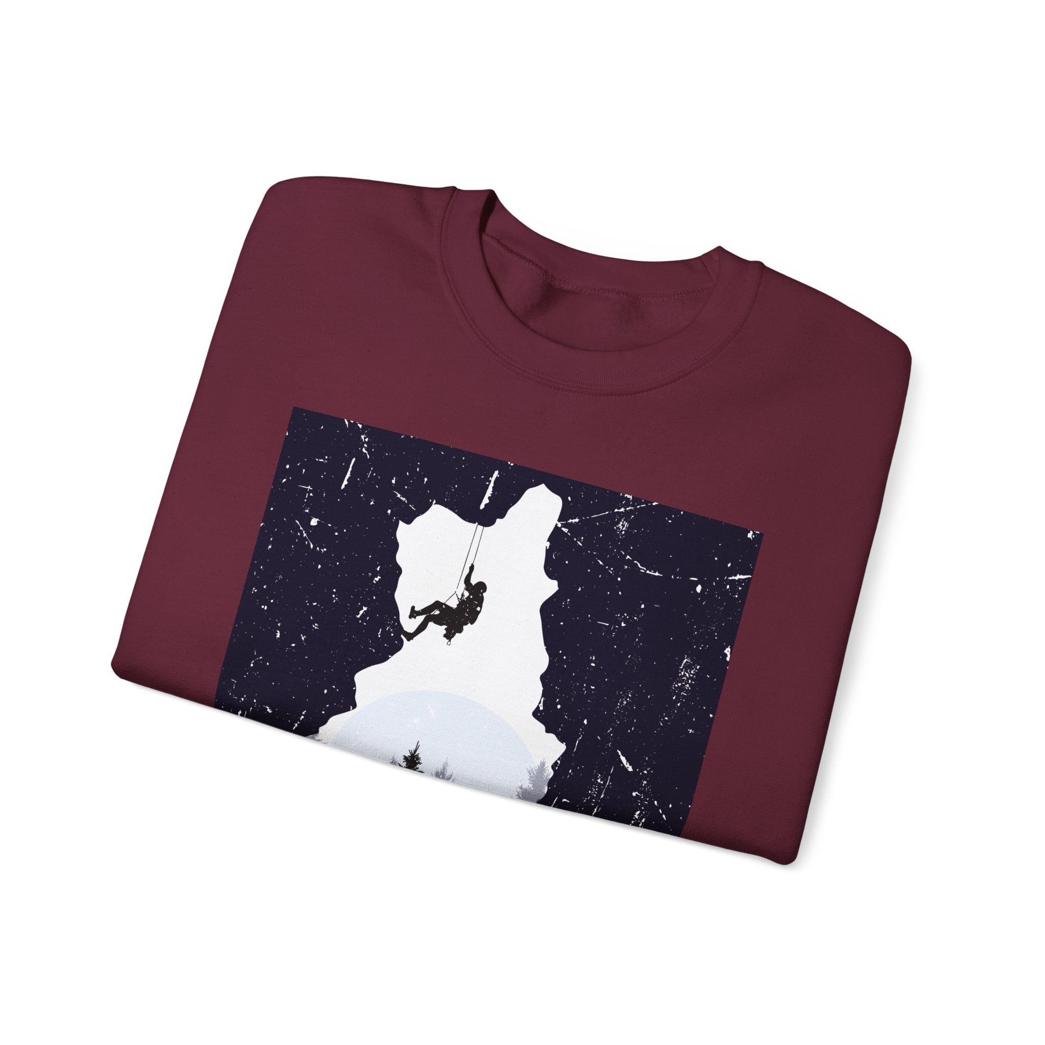 Climbing Silhouette Crewneck Sweatshirt — “Climb. Chill. Repeat.” Mountain Graphic