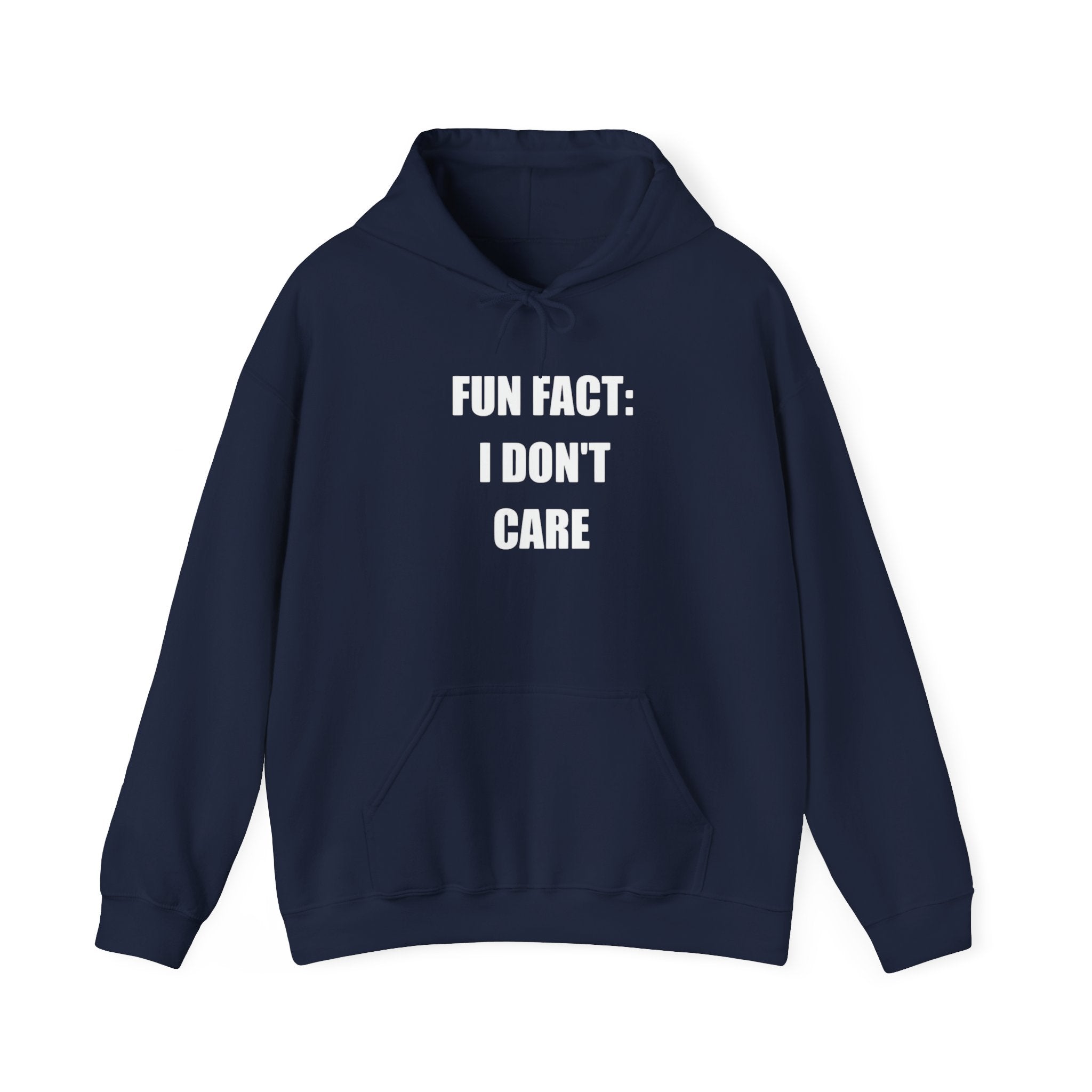 Hoodie — "Fun Fact: I Don't Care" Graphic Pullover