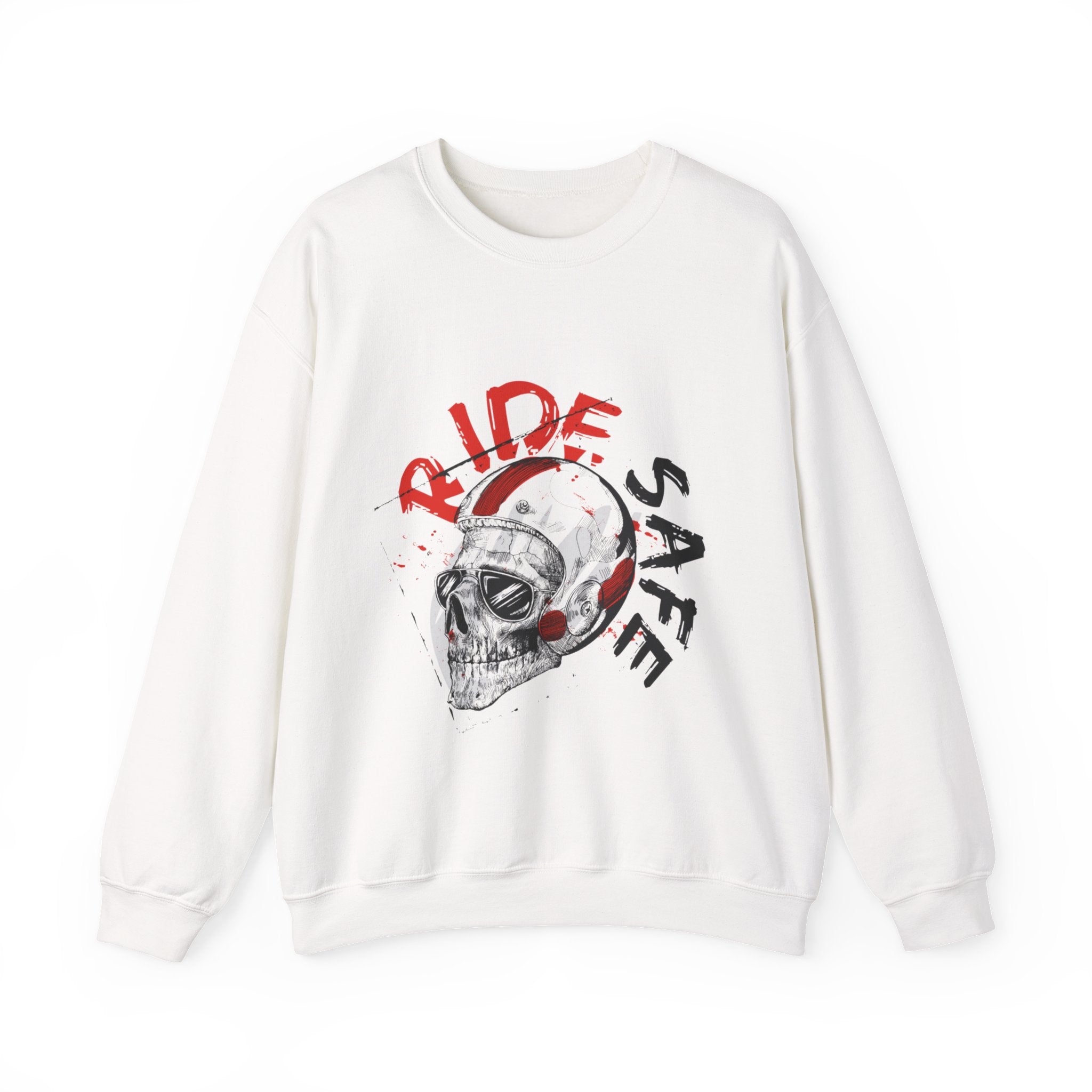 Ride Safe Skull Sweatshirt – Motorcycle Helmet Graphic Crewneck