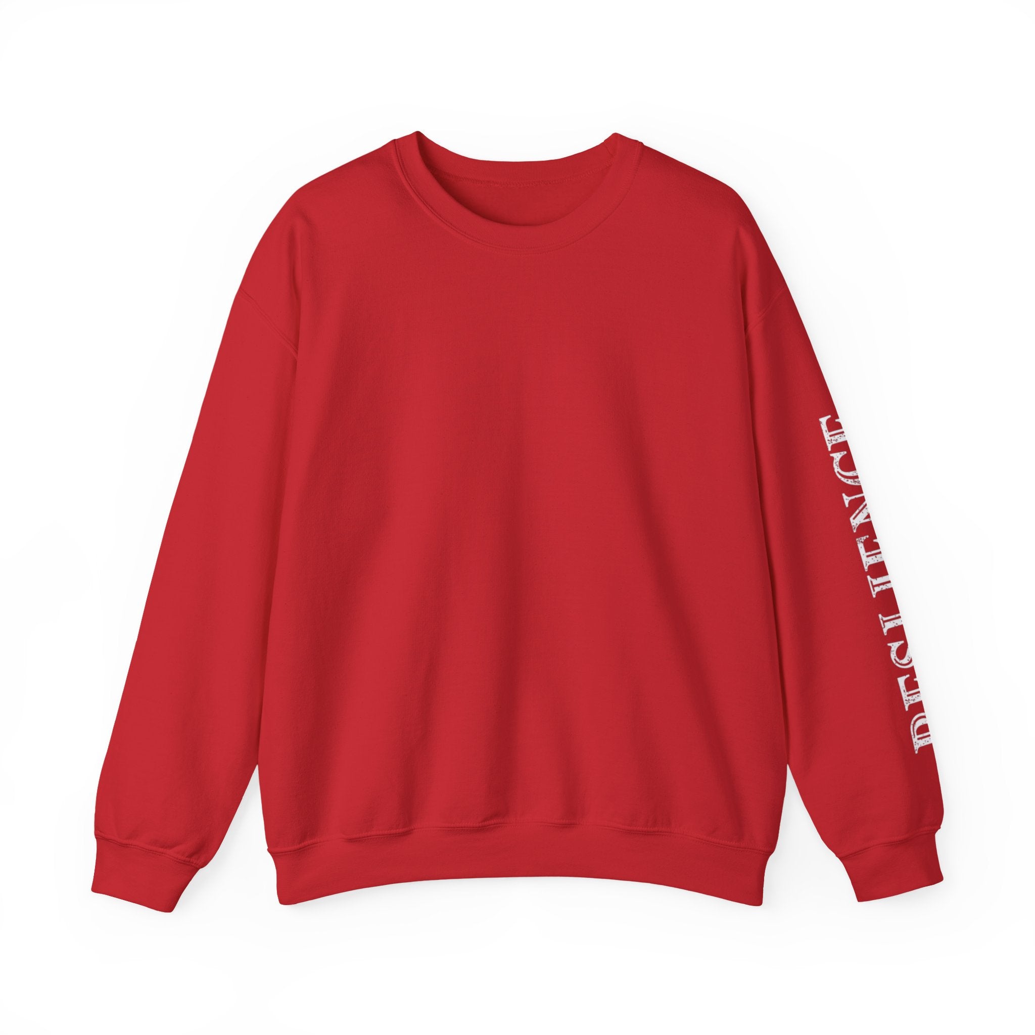 White Minimal Crewneck Sweatshirt — Subtle Sleeve Text Casual Pullover