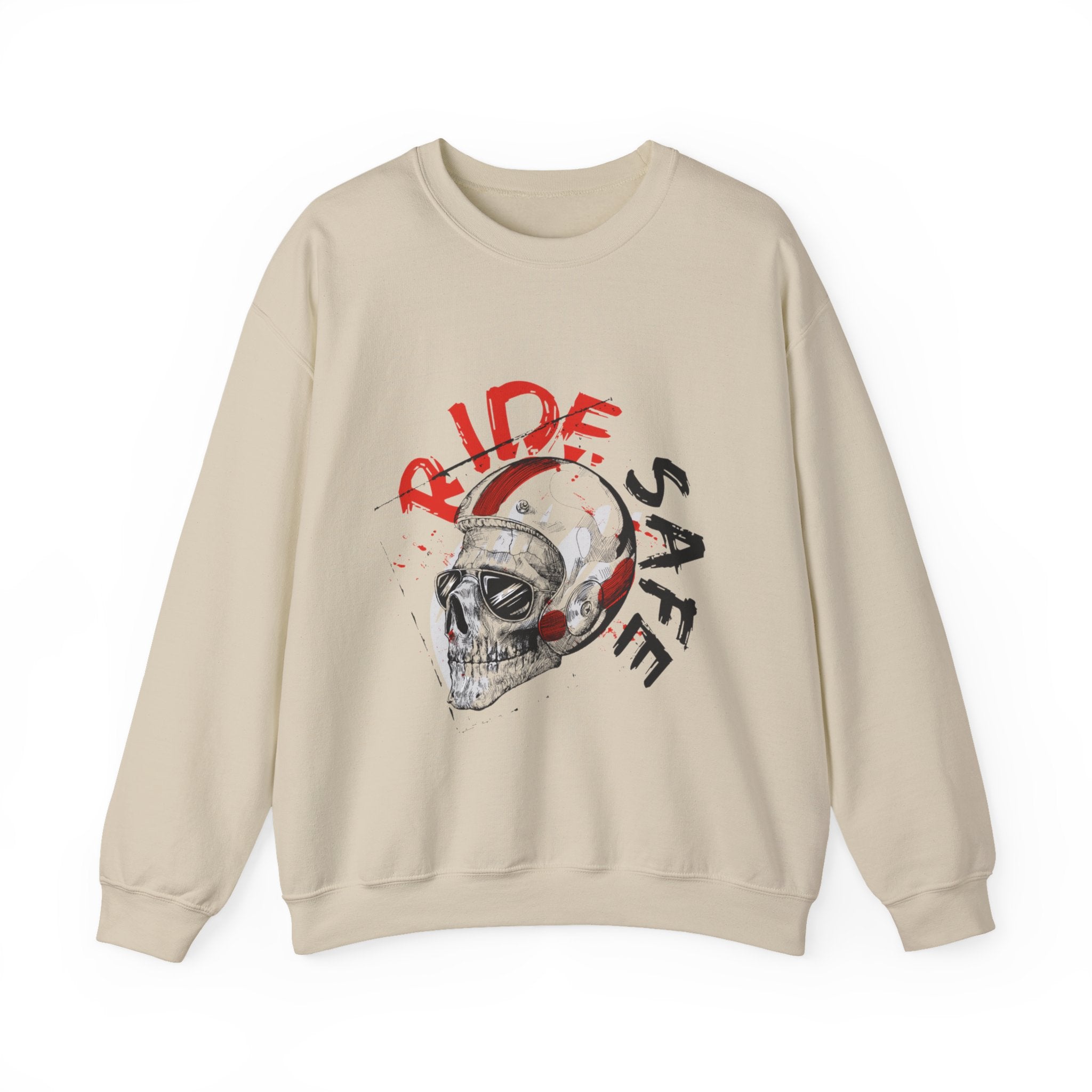 Ride Safe Skull Sweatshirt – Motorcycle Helmet Graphic Crewneck