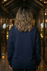 Women's Navy Blue Gingerbread Man and Star Cookies Oversized Sweatshirt