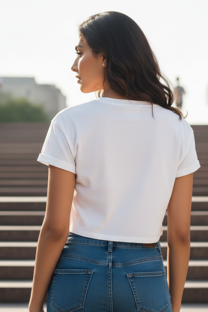 Women's Friends Bond White Crop Top
