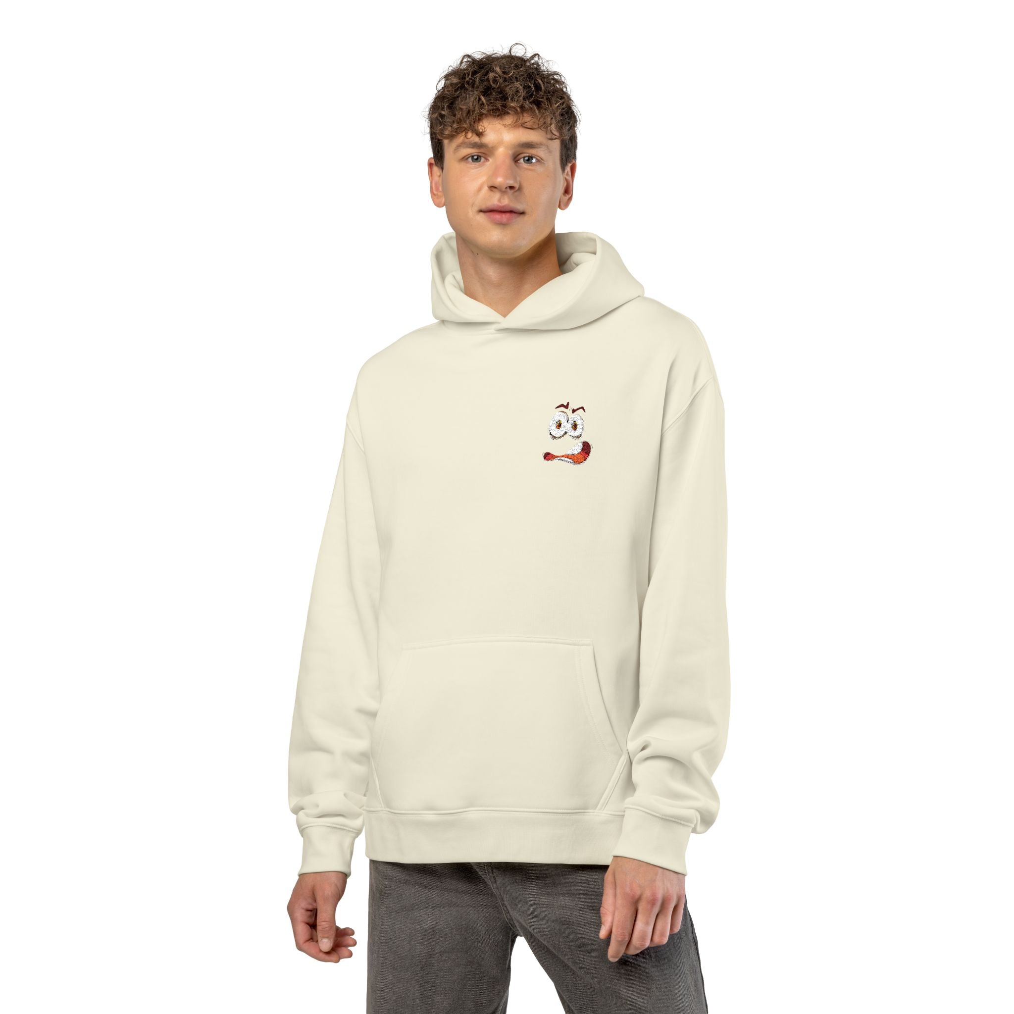 Relaxed Hoodie — Cute Cartoon Sushi Roll Pocket Logo Hoodie