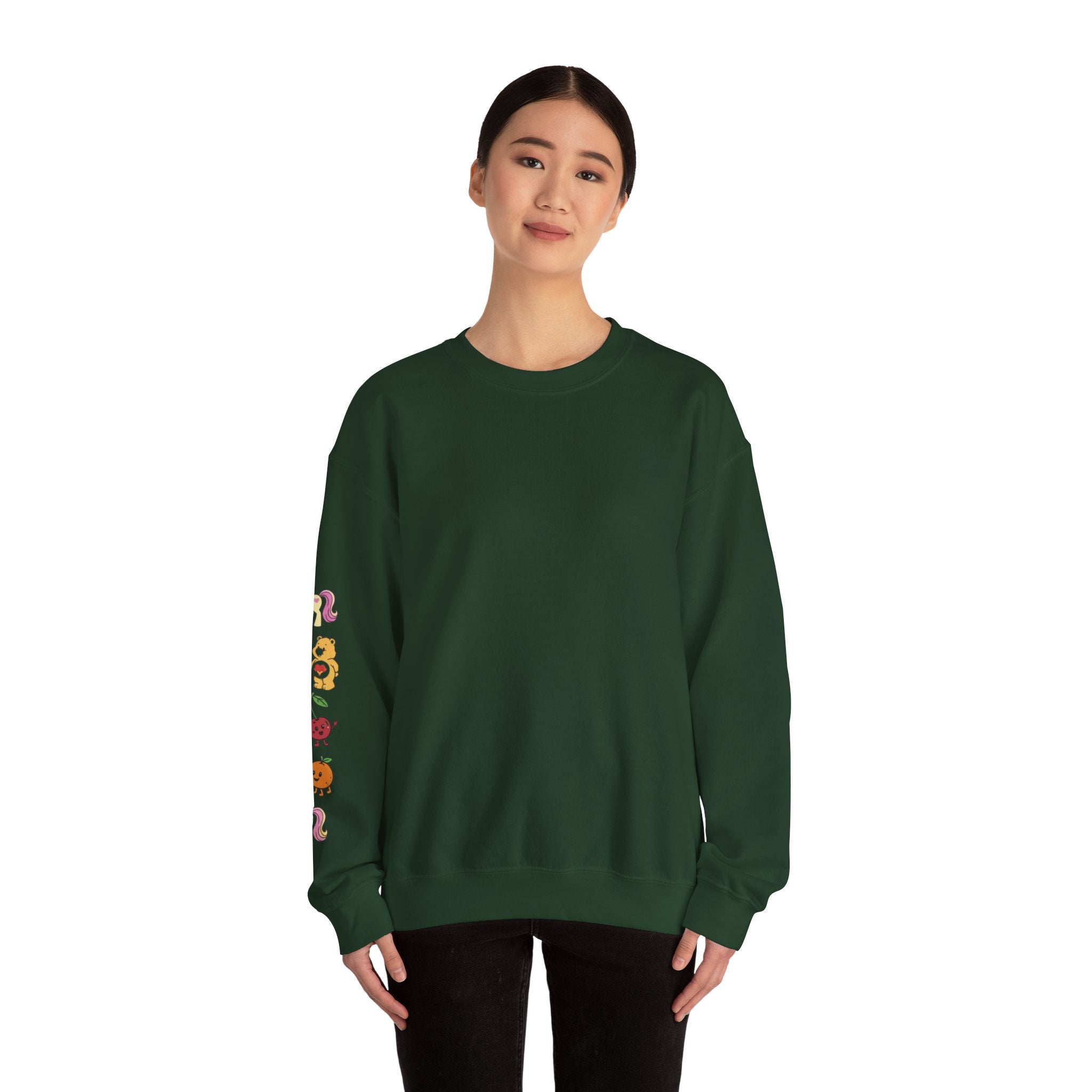 Crewneck Sweatshirt — Colorful Cute Animal Sleeve Graphic