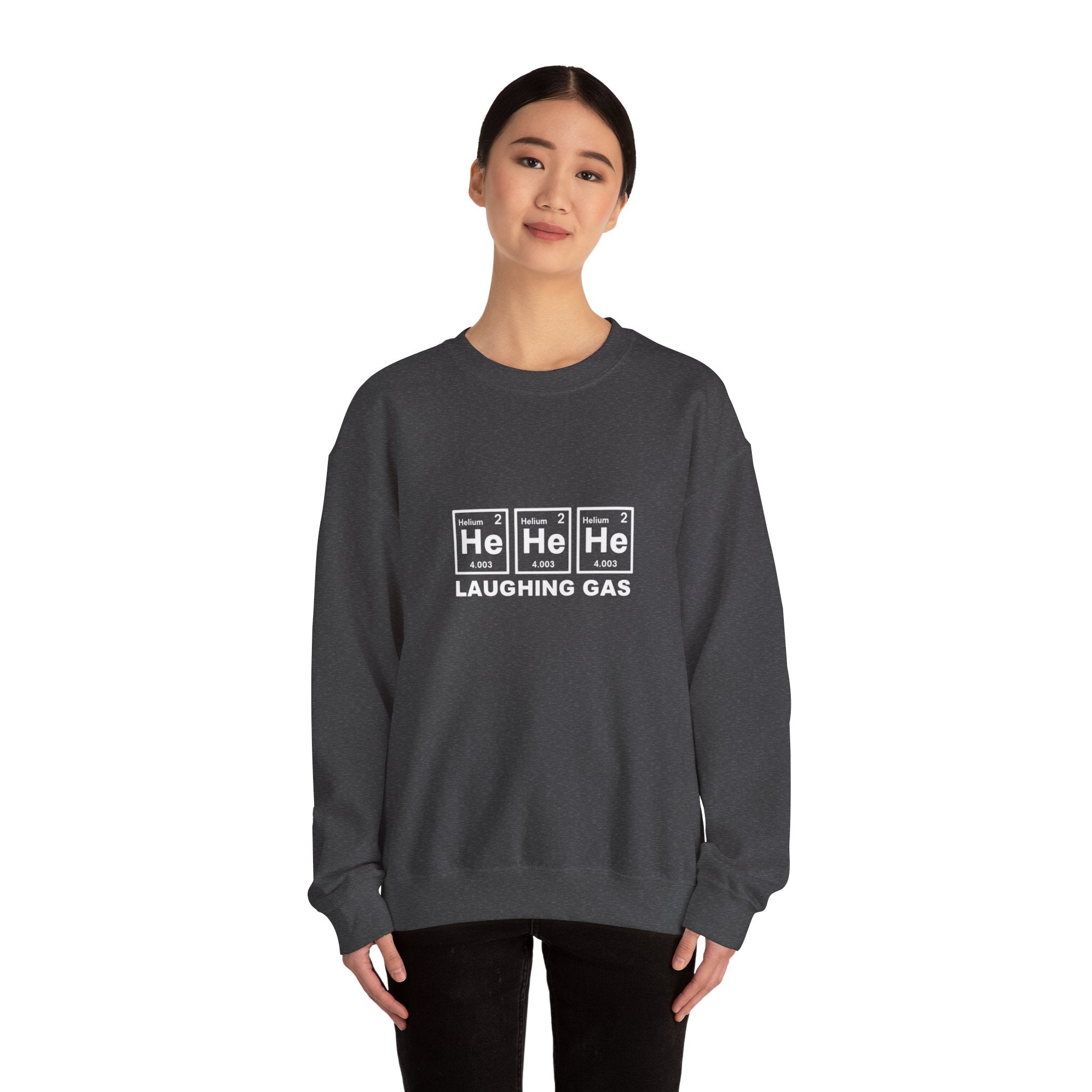Laughing Gas Crewneck Sweatshirt — He He He Chemical Element Design
