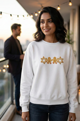 Women's White Gingerbread Man and Star Cookies Oversized Sweatshirt