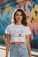 Women's I Made It Awkward White Crop Top