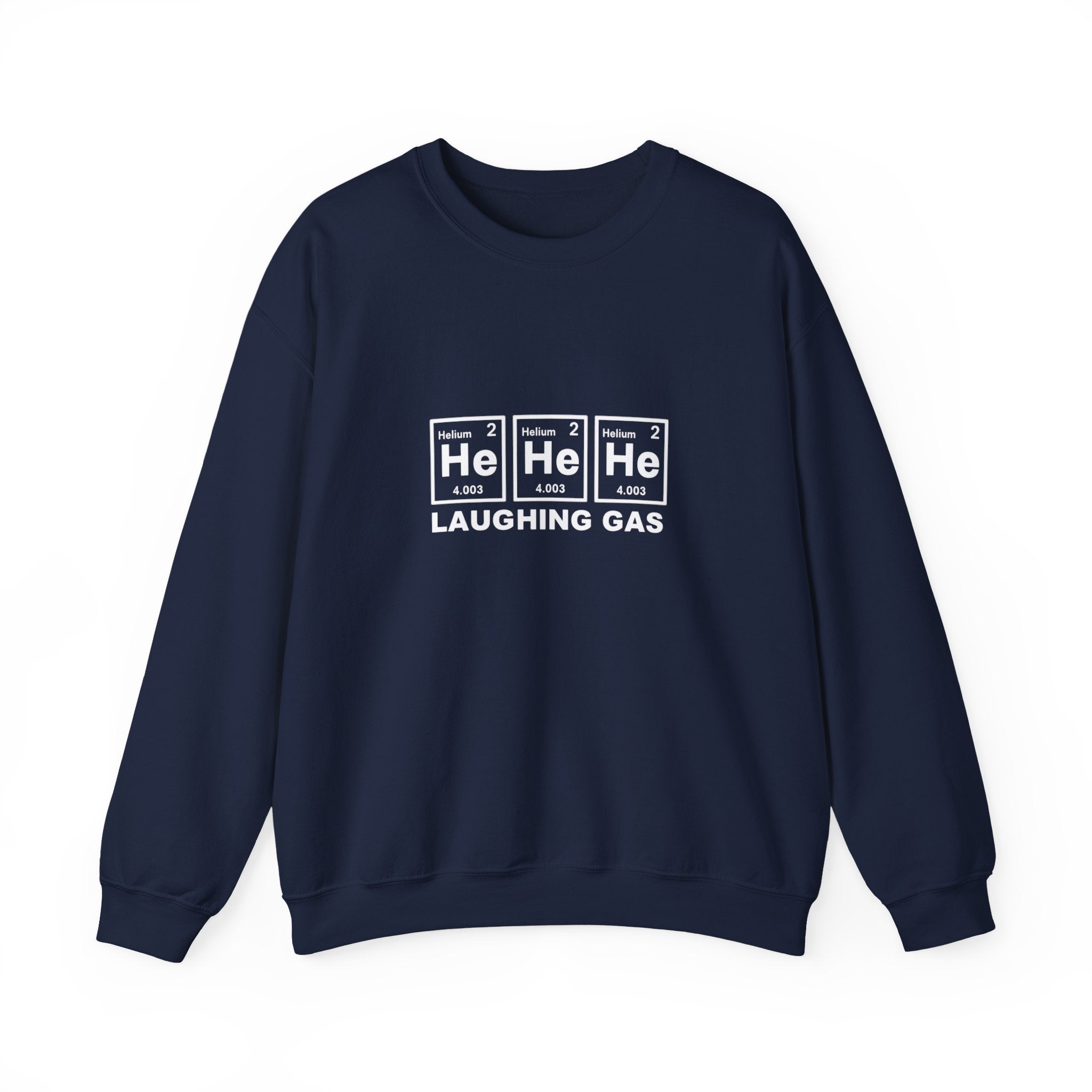Laughing Gas Crewneck Sweatshirt — He He He Chemical Element Design