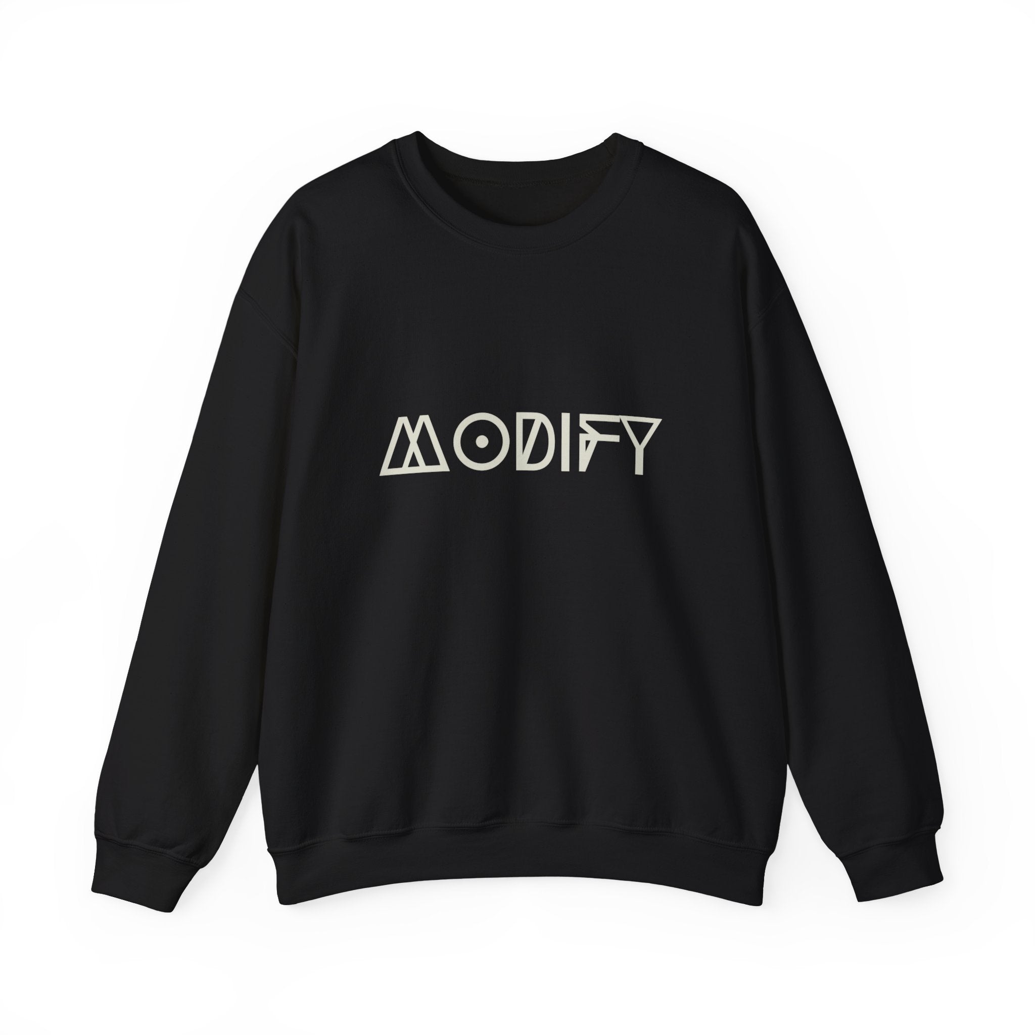 Modify Crewneck Sweatshirt — Minimalist Geometric 'MODIFY' Logo Pullover